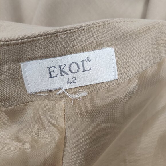 Ekol Women's Maxi Flutter Hem Skirt in Tan Linen Size EU 42 Bodycon - Picture 6 of 13